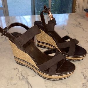 Women’s brown wedge sandal. Size 10